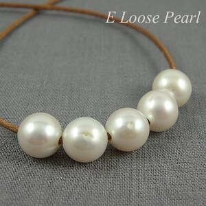 Potato pearl 11.5-12-12.5mm Large hole pearl Freshwater pearls leather pearl Round pearl necklace White Large pearls beads 5 Pieces 2mm Hole