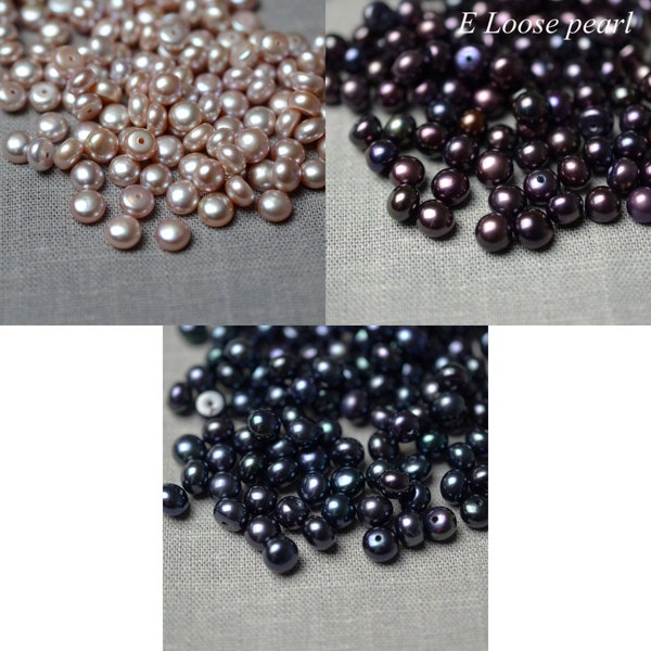 AAA Luster Button pearl 5.6-6mm bread pearl Wholesale pearl Freshwater pearl Half hole pearl stud earrings Loose pearls 2Pcs purple black