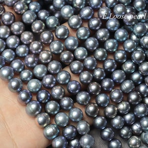 Round potato pearl 8.5-9.5mm Freshwater pearl leather pearl Large hole Loose pearl necklace bead Peacock full Strand PL2573