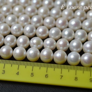 Round pearl 9.5-10.5mm Large hole pearl natural white Potato Freshwater pearl Necklace pearl earrings Loose pearl full Strand PL2262 image 2