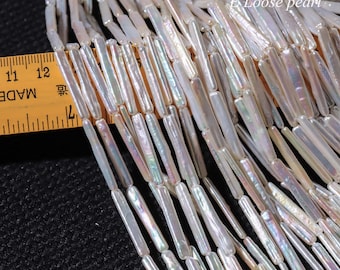 toothpick Pillar pearl 4-5mm silver bar pearl Freshwater pearls Biwa pearl Strip loose pearl necklace beads Promotion Wedding PL4604