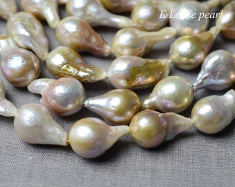 Nucleated pearl 13.5-15.5mm Freshwater pearls leather pearl Large hole pearl Flameball pearl Edison pearl earring Loose pearl beads PL4466