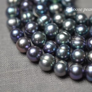 Freshwater pearl Potato pearl 7.5-8.5mm leather Large hole pearl wholesale round loose pearls necklace beads Peacock Full Strand PL2374