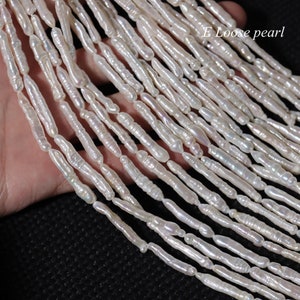 Pillar pearl 4.5-5.5mm X 25-30mm Freshwater pearl toothpick Biwa pearl loose pearl beads Promotion 13pcs Full Strand PL4675