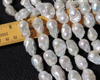 flameball pearl 14-15mm X 18-22mm Freshwater pearl Nucleated pearl water droplets earrings white loose pearl necklace PL4677