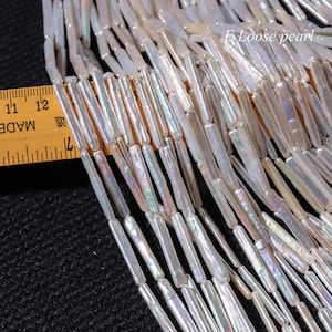 toothpick Pillar pearl 4-5mm silver bar pearl Freshwater pearls Biwa pearl Strip loose pearl necklace beads Promotion Wedding PL4604
