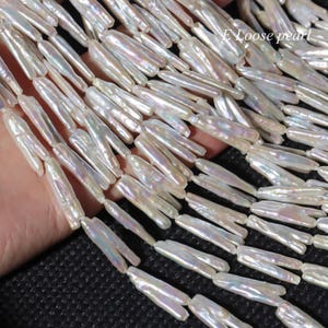 toothpick Pillar pearl 7-9mm X 24-25mm Double row silver bar pearl Freshwater pearls Biwa pearl Strip loose pearl beads Wedding PL4729