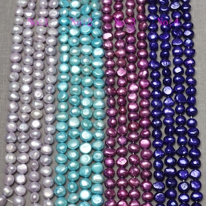 Freshwater Baroque pearl 7.5-8.5mm leather pearl large hole pearl Pebble pearl loose pearl bead necklace Purple 48pcs Full Strand PL3010
