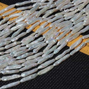 AAA Pillar pearl 5.5-6.5mm X 25-28mm Strip Freshwater real pearl toothpick Biwa pearl loose pearl bead Promotion 13pcs Full Strand PL4714