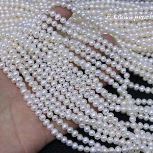 Collar de perlas de patata redondas de 5,2-5,5 mm, con perlas de agua dulce, perlas de gran agujero, perlas sueltas, blanco natural, hebra completa PL2579