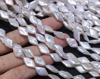 AAA Diamond pearl 9-9.5mm X 14-15mm Freshwater pearl White loose pearl beads 26pcs Bridal design wedding PL4632