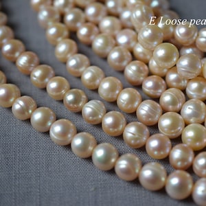 Potato pearl 8.5-9.5mm Freshwater pearl leather pearl Large hole wholesale loose pearl round pearl bead Pink Full Strand PL2462