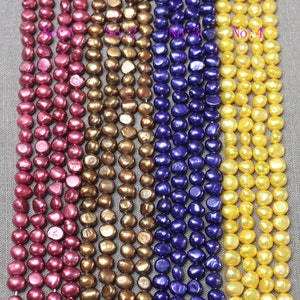 Perle de maïs 5,5-6,5 mm Perle de graines d'eau douce Perle de pomme de terre en gros Collier de perles en vrac Rouge 56 pièces brin complet PL3016