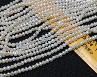 seed pearl Potato pearl 4-4.2mm Luster Freshwater pearl large hole pearl loose pearl necklace beads wedding white Full Strand PL5076