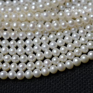 Round Potato pearl 6-6.5mm Freshwater pearl Potato pearl large hole pearl leather pearl necklace bead White loose pearl Full Strand PL2507