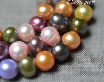 Potato pearl 8-8.5mm Freshwater pearl leather pearl Large hole pearl loose pearl necklace beads Multicolor 47pcs Full Strand PL2332