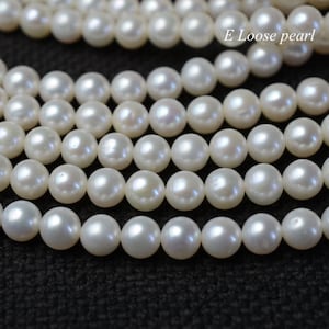 Round pearl 6.5-7.2mm Freshwater pearls Potato leather large hole loose pearl beads wholesale necklace Natural White Full Strand PL2542
