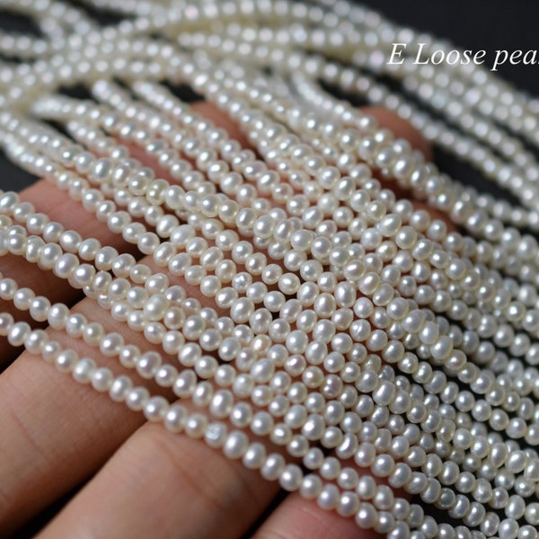 Seeds pearl 2.8-3mm Freshwater pearl potato seed wholesale pearl loose pearl Potato pearl necklace white Full Strand PL5042