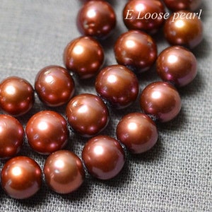 Round pearl 7.5-8.0mm Freshwater pearl leather pearl large hole Potato pearl loose pearl necklace Brown red Full Strand PL2238