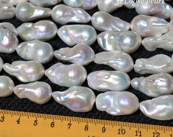 flameball pearl 14-15mm X 20-26mm  Freshwater pearl Nucleated pearl water droplets earrings white loose pearl necklace PL4656