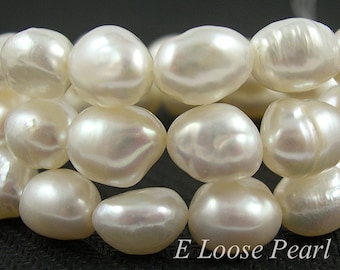 Baroque pearl 7.5-8.5mm Freshwater pearl leather large hole wholesale pearl loose pearl beads White 34pcs Full Strand PL3013