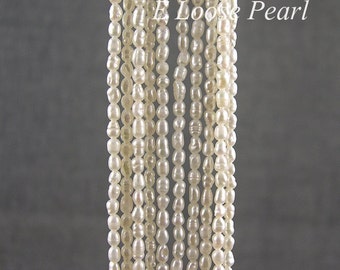 good Luster Rice pearl 2.8-3.0mm Freshwater pearl seed prarl necklace loose pearl beads Natural White 80pcs Full Strand PL6026