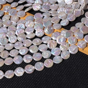 Coin pearl 14.5-15.5mm Freshwater pearl natural colorful white colored light loose pearl necklace earrings Bridal design wedding PL4754