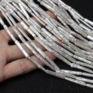 toothpick Pillar pearl 4-5mm silver bar pearl Freshwater pearls Biwa pearl Strip loose pearl necklace beads Promotion Wedding PL4604