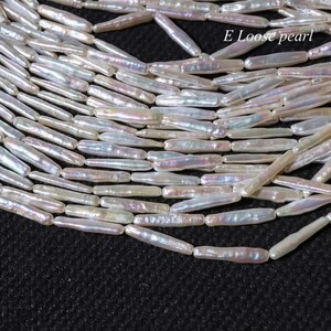 toothpick Pillar pearl 4.5-5.5mm silver bar pearl Freshwater pearls Biwa pearl Strip beads With tiny white spots Promotion Wedding PL4751