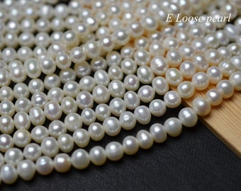 Potato pearl 5.8-6.5mm Freshwater pearls leather pearl Large hole pearl Luster natural white Loose pearls necklace beads Full Strand PL2391