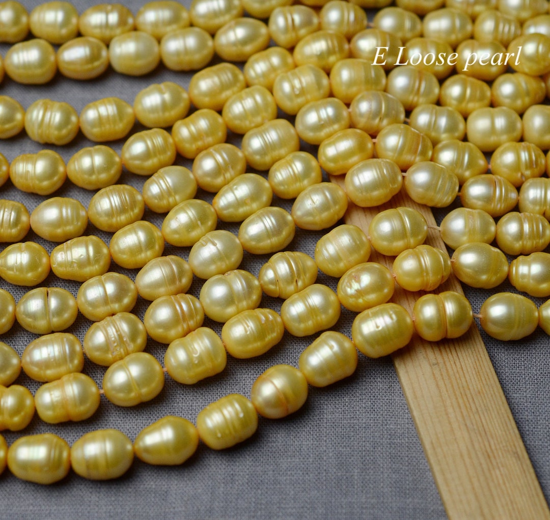 Rice Pearl 10.5-11.5mm X 13-14mm Genuine Leather Pearl Large