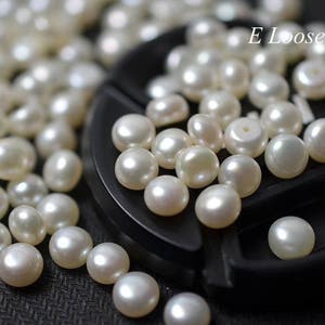 Perlas de agua dulce AAA Perla de botón 6,5-6,8 mm 7,5-7,8 mm 7,8-8,3 mm Pendientes de botón de perla de pan al por mayor Perla de semilla Perla Perlas sueltas 2 piezas