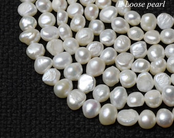 Baroque pearl 5.5-6.5mm seed pearl Freshwater pearls Corn pearl wholesale Loose pearls necklace beads White 56pcs Full Strand PL1054