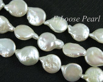 Water droplets 10.5-11mm Coin pearl Freshwater pearl Water droplets pearl Natural White pearl earring pearl Full Strand PL4050