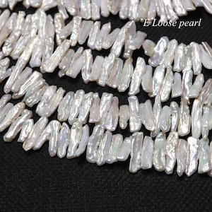 flakes biwa pearl pearl 7.5-8.8mm X 23-28mm Freshwater pearls wholesale pearl Loose pearl beads Wedding 55pcs Full Strand PL4579