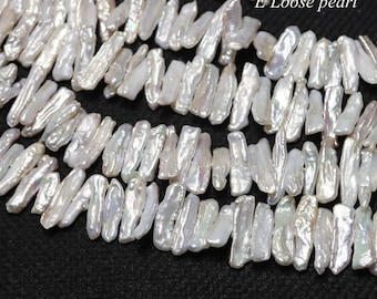 flakes biwa pearl pearl 7.5-8.8mm Freshwater pearls wholesale pearl Loose pearl beads Wedding 55pcs Full Strand PL4579