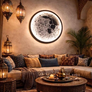 Handmade Giant 3D Moon Wall Lamp | RGB LED Moon Wall Light with Remote & App Control | Large Lunar Wall Decor | Realistic Moon Sculpture