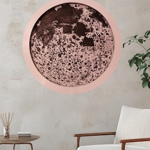 Handmade Moon Wall Lamp, Hand-Carved Plaster Lunar Decor.