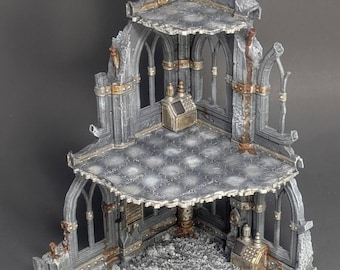 Terreno de ruinas góticas pintado a mano – Escenografía para juegos de guerra a escala de 28 mm y 32 mm