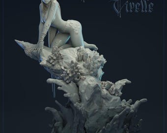 Figura de ninfa fantástica de Galviccia Virelle de 32 mm / Miniatura de resina sin pintar / Modelo de exhibición para juegos de rol de doncella feérica