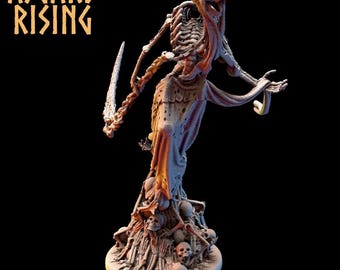 Zmora Heraldo de la Muerte / Miniatura de fantasía de no-muerto para DnD, juegos de rol, juegos de guerra, encuentro con jefe nigromante, 28 mm.