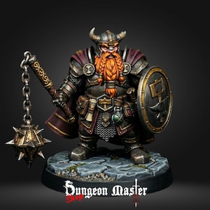 Dwarf Warrior Miniature The Iron Chainbreaker Fantasy Fighter RPG Mini Unpainted Resin Tabletop Figure