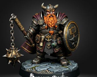 Dwarf Warrior Miniature The Iron Chainbreaker Fantasy Fighter RPG Mini Unpainted Resin Tabletop Figure