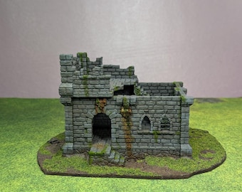 Terreno pintado de edificios en ruinas – Escenografía para juegos de guerra de mesa de 28 mm