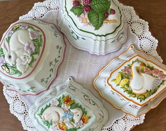 Franklin Mint Le Cordon Bleu Vintage 1986 Ceramic Wall Molds Set of 4