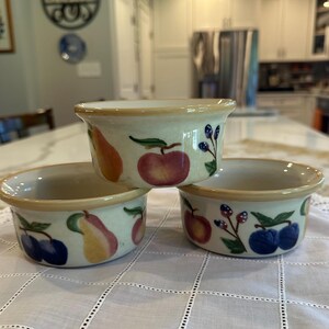 Longaberger Fruit Medley Pottery Ramekins Set of 3