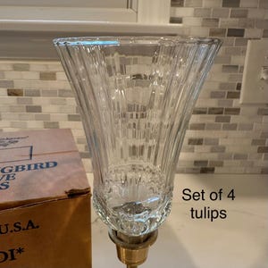 HOMCO Home Interiors Hummingbird Peg Votive Glass Tulip Cups Vintage 1980s