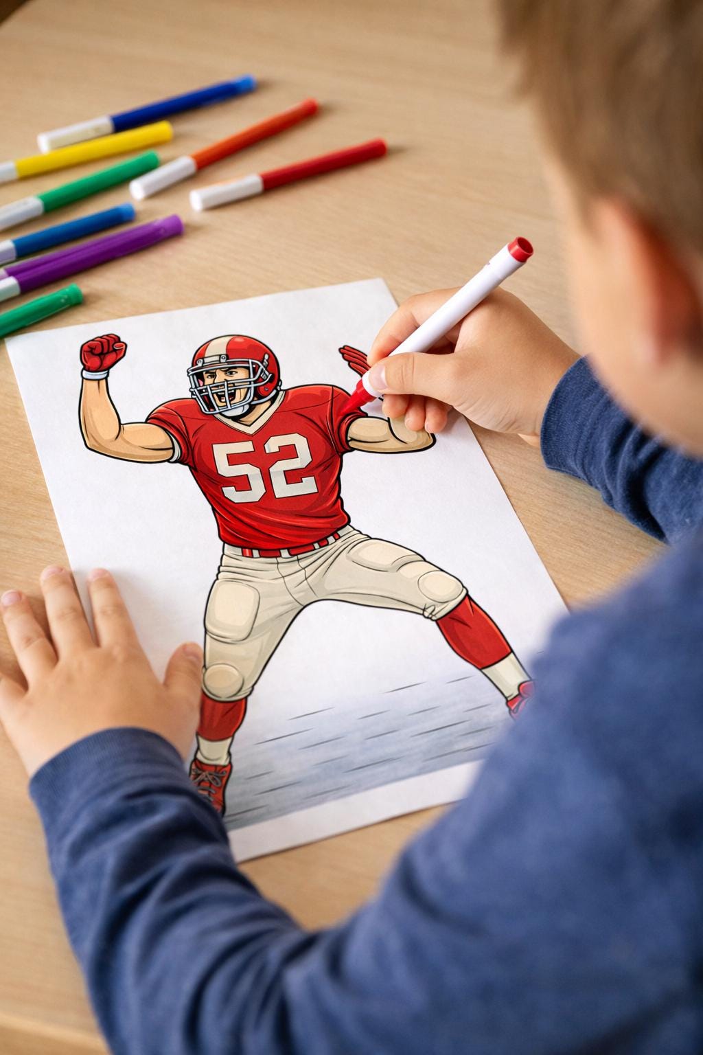 Football Player Coloring Page | Sports Art for Kids & Adults (printable ...