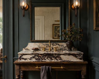 Calacatta Viola Marmor Waschtisch - Handgefertigtes Luxus Badezimmer Waschbecken - Individuelles Stein Waschbecken