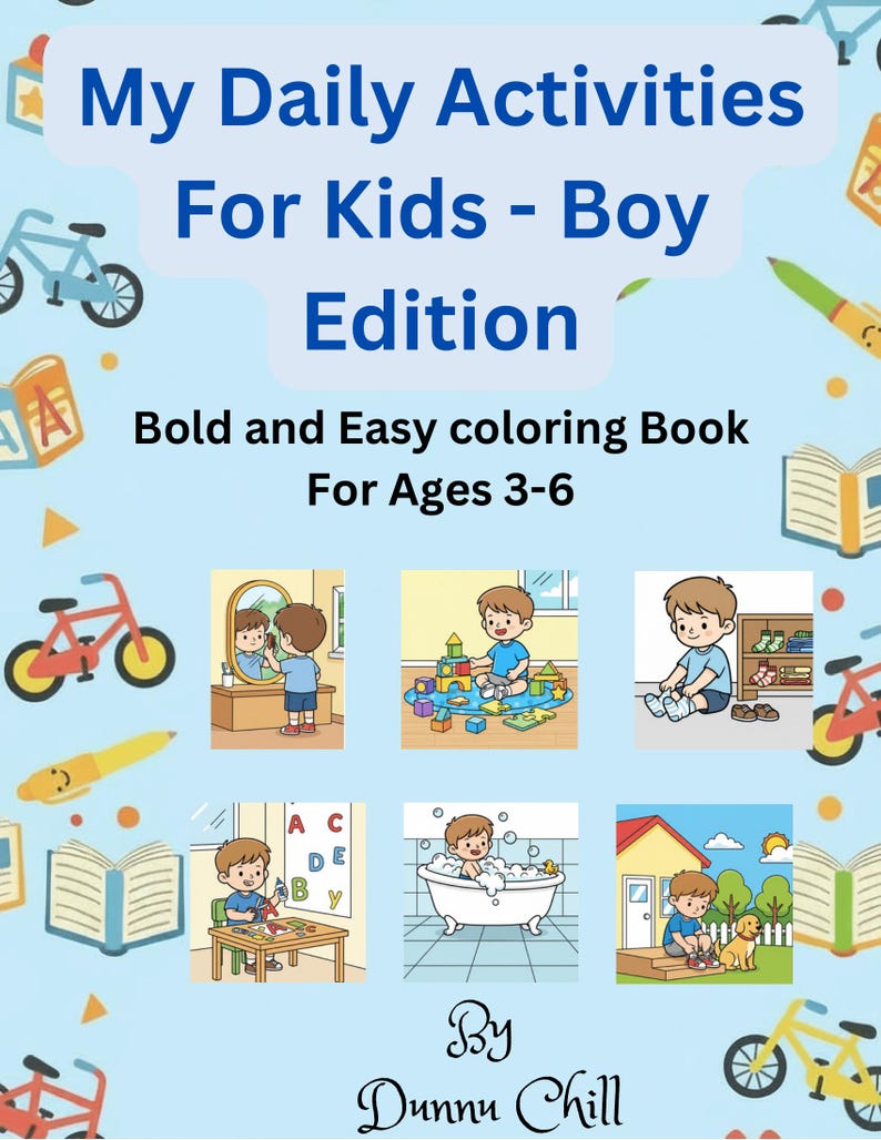 My Daily Activities Coloring Page for Kids (ages 3-6) – Boy Edition ...